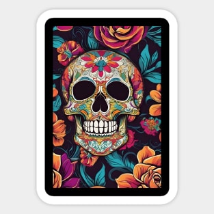 Beautiful colourful skull pattern Sticker